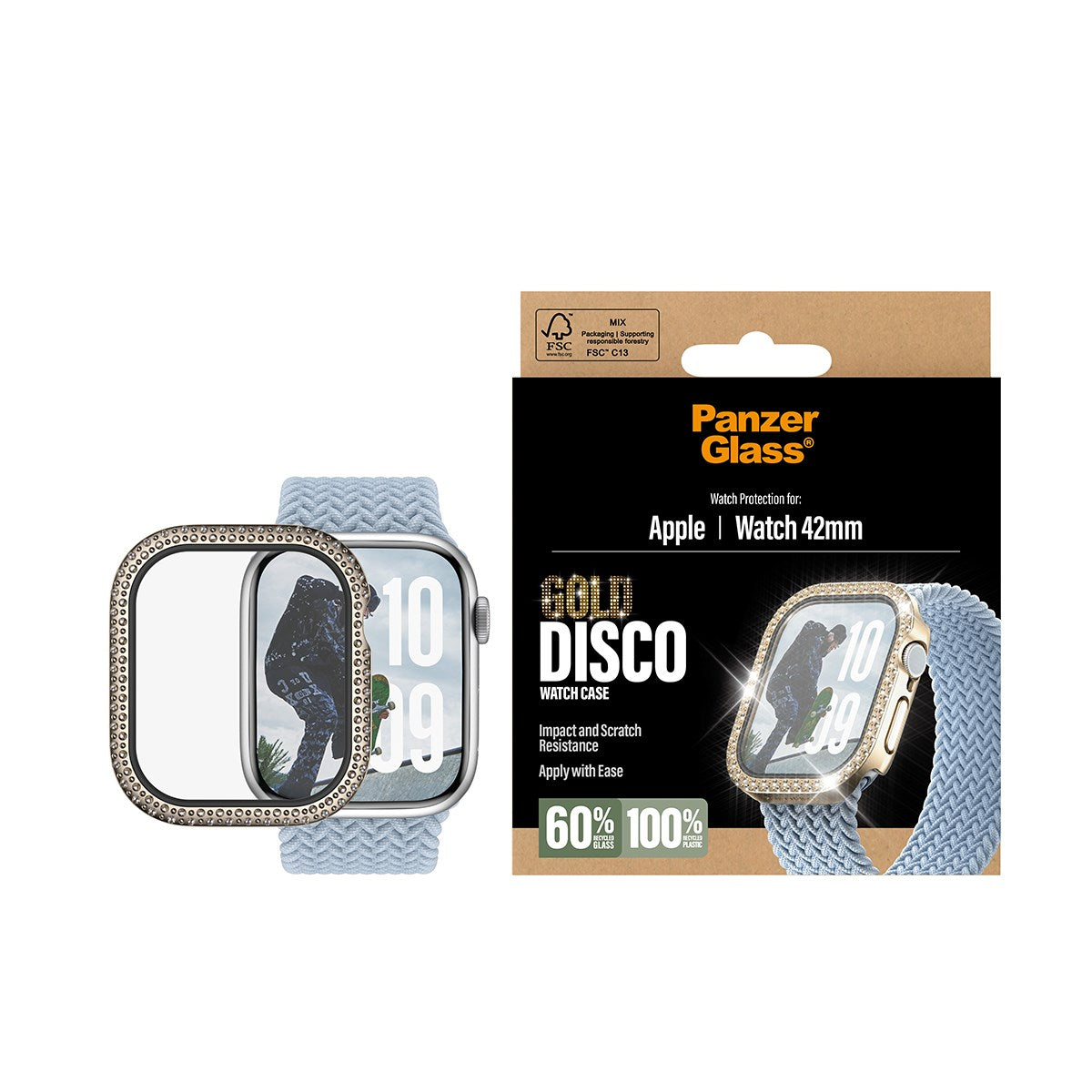 PanzerGlass® Screen Protector Full body Disco Gold Apple Watch Series 11 | 10 | 42mm